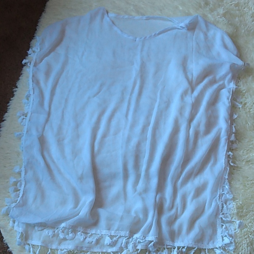 White sheer swimsuit cover up